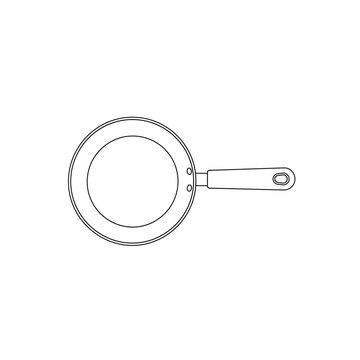 Hand Drawn Sketch of Frying Pan Isolated on White