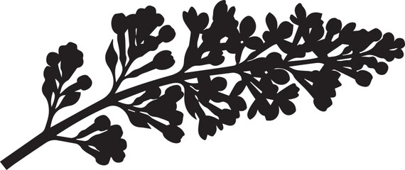 Fototapeta premium Lilac branch silhouette vector illustration nature botanical element detailed line art isolated