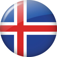 Fototapeta premium Iceland Flag Glossy Round Button Icon