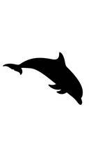 Obraz premium Black silhouette of a dolphin jumping.