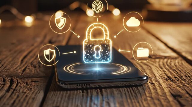 Smartphone with digital security icons