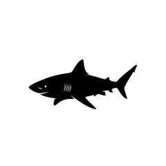 Fototapeta premium Black silhouette of a shark swimming.