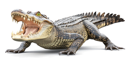 Obraz premium crocodile with its mouth open, full body, transparent background,