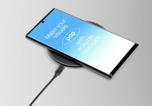 Smartphone Wireless Charging Mockup PSD