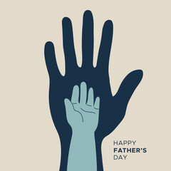Obraz premium Happy Father's Day. Two hands: adult and child's hand. Vector illustration, flat design