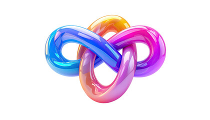 Fototapeta premium Glossy 3D knot comprised of interconnected, iridescent, looping shapes