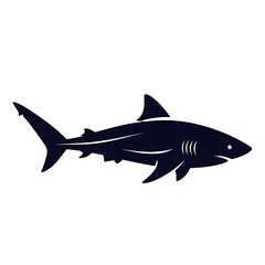 Obraz premium Black silhouette of a shark swimming.