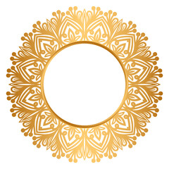 Luxury Gold circle Mandala Transparent Background Floral Islamic