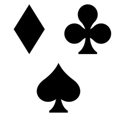 Fototapeta premium Playing Card Suit Icon Set - Black Spades, Clubs, and Diamonds Symbols