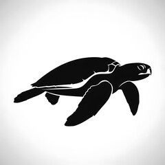 Fototapeta premium Black silhouette of a sea turtle.