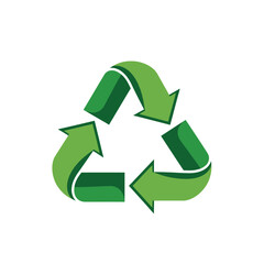 Obraz premium Green recycling symbol with arrows on white background