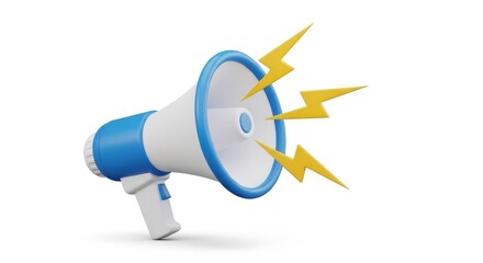 Vibrant megaphone with lightning bolts conveying powerful communication