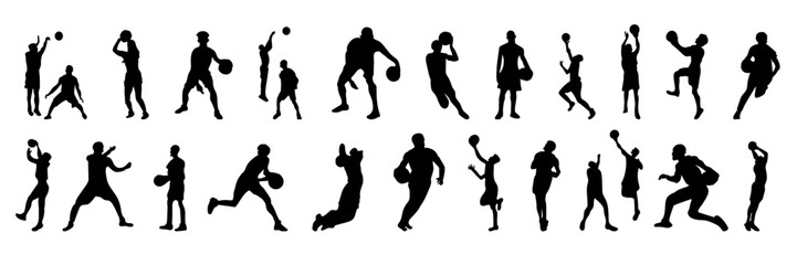   black silhouettes depicting various athletic poses and movements