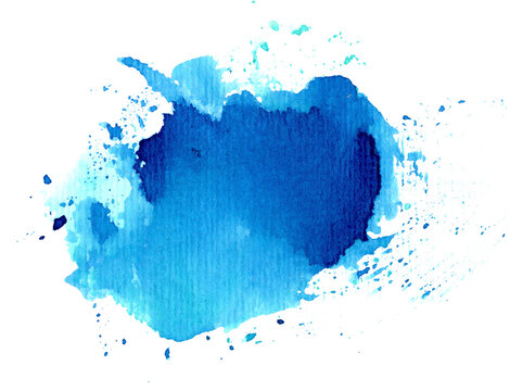 authentisches Aquarell blauer Farbfleck prima Hintergrund f&uuml;r Lettering