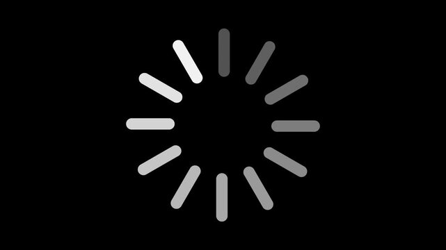 Circular loading sign, isolated on black background, vector illustration. whit 4k animation