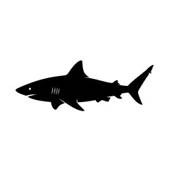 Obraz premium Black silhouette of a shark swimming.