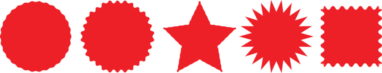 Red Sale Badge and Sticker Shape Collection &ndash; Starburst Label Vector Set