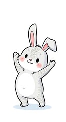Obraz premium Cute white rabbit standing on hind legs.