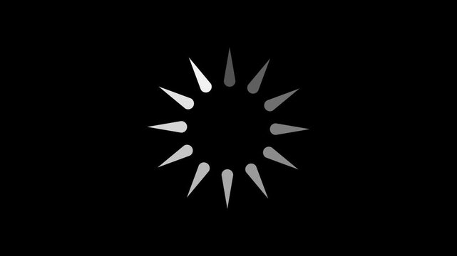 Circular loading sign, isolated on black background, vector illustration. whit 4k animation