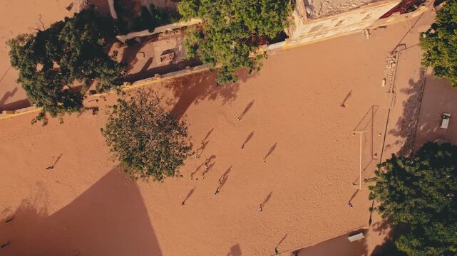 Aerial view of Gor&eacute;e Island, a UNESCO World Heritage site, is magical during the day with a magical sunset