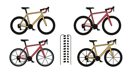 Fototapeta premium Gravel Bike Line art abstract bold color illustration