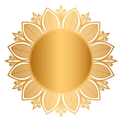 Luxury Gold circle Mandala Transparent Background Floral Islamic