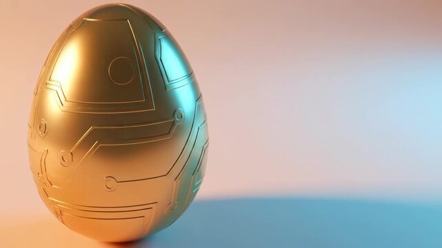 Golden Egg with Circuit Board Pattern Rotating for Artificial Intelligence Concept