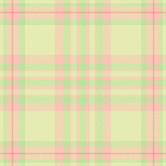 Indoor check fabric pattern, dining seamless texture plaid. Curved vector background textile tartan in light and green colors.