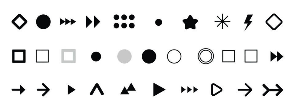 Fl&egrave;che and Arrow Bullet List Icon Set, Vector Arrow Designs