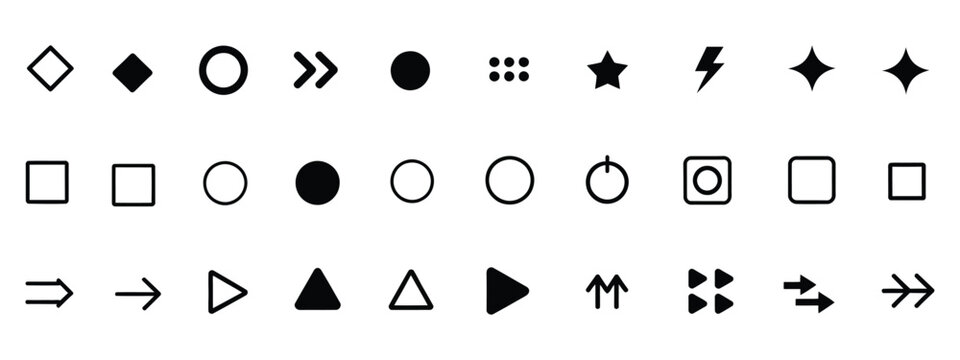 Fl&egrave;che and Arrow Bullet List Icon Set, Vector Arrow Designs