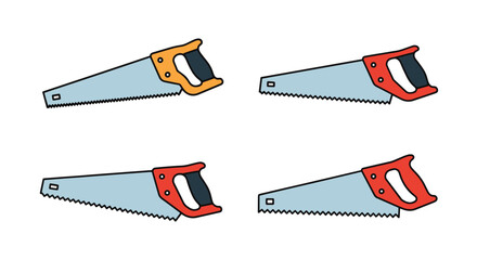 Hand Saw Line art creative color composition illustration