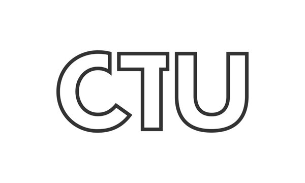 CTU logo design template with strong and modern bold text. Initial based vector logotype featuring simple and minimal typography. Trendy company identity.