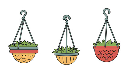 Hanging Basket Line modern color style illustration