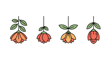 Hanging Flower Line dynamic abstract color illustration