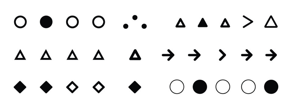 Fl&egrave;che Bullet List Icons for PowerPoint Presentation, Vector Arrow Collection for Slides