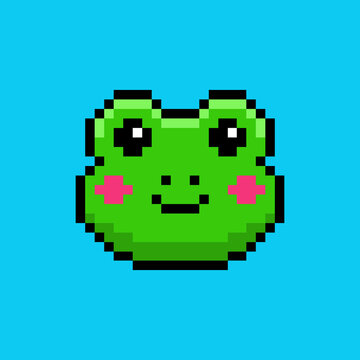 Vector illustration of Cute Frog with Pixel Art Design