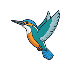 Obraz premium Blue heron cartoon vector illustration flying in nature with feathers and wings