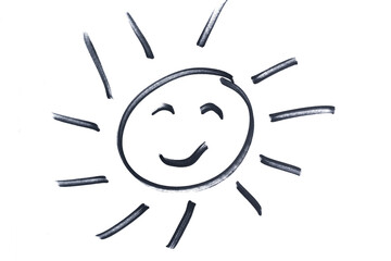 the smiling sun drawn with black marker