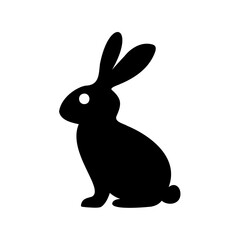 Obraz premium Black and white silhouette of a rabbit sitting on its haunches