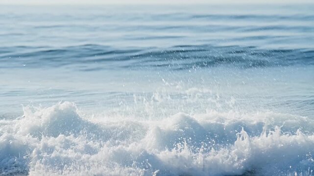 Powerful Ocean Wave Crashing and Spraying Water in Slow Motion