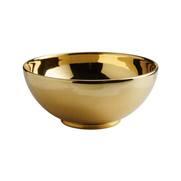 Gold bowl with shiny interior luxury metallic isolated on a transparent background
