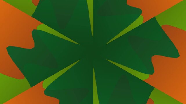 Abstract Green Leaf Pattern on Orange Background