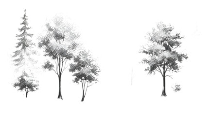 Ornamental shrub and tree set for modern garden layout drawing
