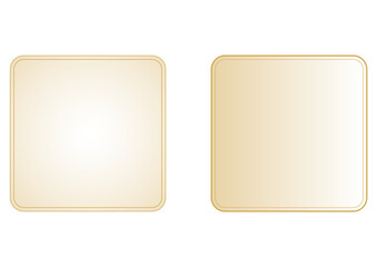 ゴールドの丸角スクエアボタン・高級感のあるメッセージ枠・アイコンセット