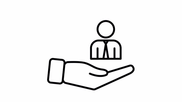 Onboarding Icon, Minimalist Outline, Seamless Loop Animation, 4K Transparent Background