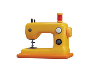 Sewing Machine with thread bundle icon 3d render concept of sewing project on electric sewing machine icon vector illustration