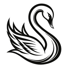 Naklejka premium Elegant swan illustration a sleek black and white depiction of the graceful water bird