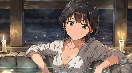 Discover Serenity: A Calming Evening Bath Experience Surrounded by Candles and Tranquil Ambiance for Relaxation and Self-Care