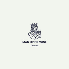 Fototapeta premium Man drink wine logo template vector illustration design
