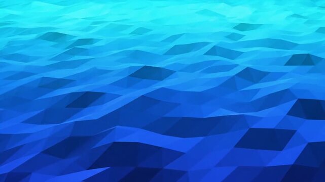 Abstract Low Poly Blue Ocean Waves Animation Loop.